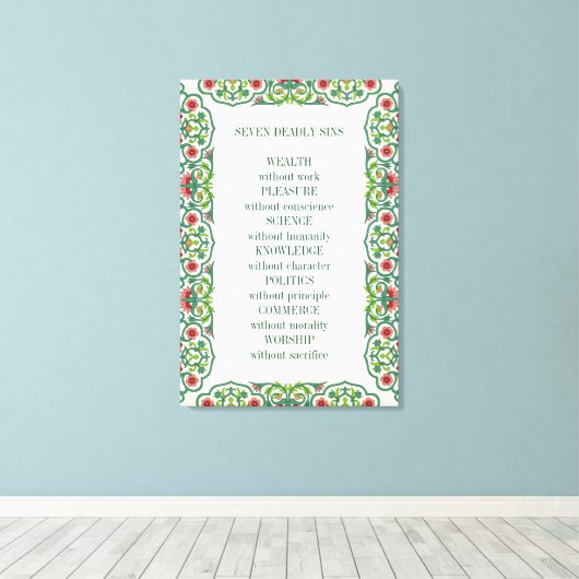 Zeven dagen Zint rijkdom zonder werk Plezier Canvas Afdruk (Insitu (Houten vloer))