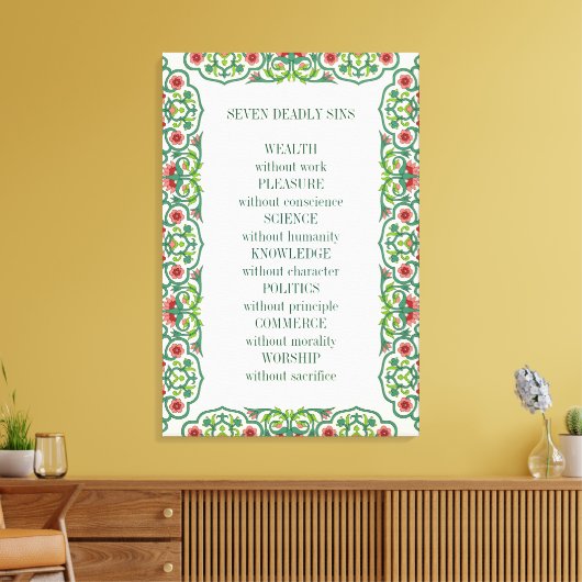 Zeven dagen Zint rijkdom zonder werk Plezier Canvas Afdruk (Insitu (Woonkamer))