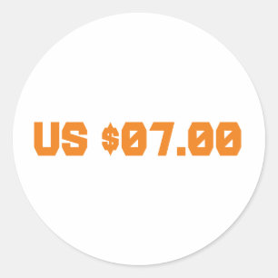 Zeven dollar ronde sticker