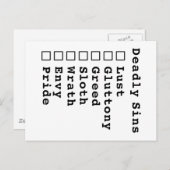 Zeven doodzonnecontrolelijst - leeg (0000000) briefkaart (Voorkant / Achterkant)