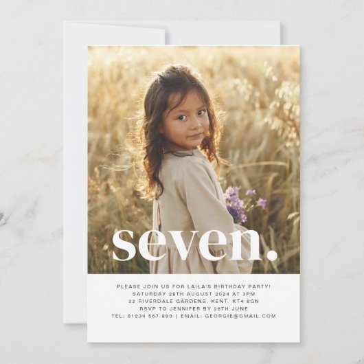 Zeven foto eerste uitnodiging op verjaardag (Voorkant)