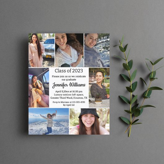 Zeven foto's Collage afstuderen Uitnodiging 2025