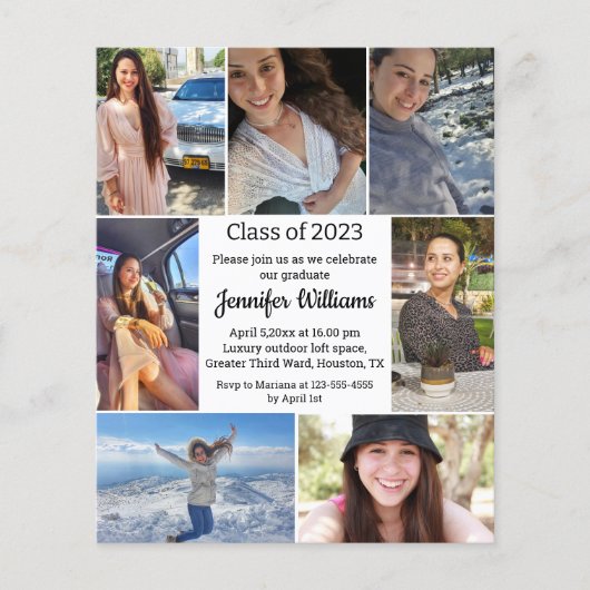 Zeven foto's Collage afstuderen Uitnodiging 2025 (Voorkant)