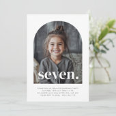 Zeven gebogen foto verjaardag kaart (Staand voorkant)