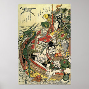 Zeven goden van Good Fortune Hokusai Fine Art Poster