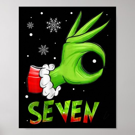 Zeven Grappige 6 7 Meme Kerstman Kerstmis Xmas Ler Poster (Voorkant)