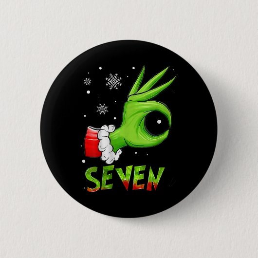 Zeven grappige 6 7 meme Sinterklaas Kerstmis Xmas  Ronde Button 5,7 Cm (Voorkant)