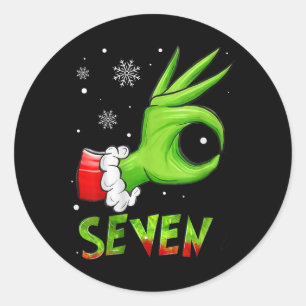 Zeven grappige 6 7 meme Sinterklaas Kerstmis Xmas Ronde Sticker