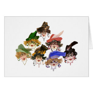 Zeven grillige Lady Friends wenskaarten