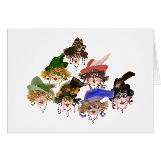 Zeven grillige Lady Friends wenskaarten (Voorkant Horizontaal)