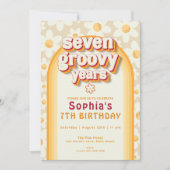 Zeven groovy jaar 7e verjaardag uitnodiging | retr (Voorkant)