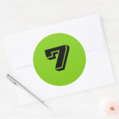 Zeven grote ronde groene nummerborden van Janz Ronde Sticker (Envelop)
