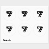 Zeven grote Ronde Witte Aantal Stickers door Janz (Vel)