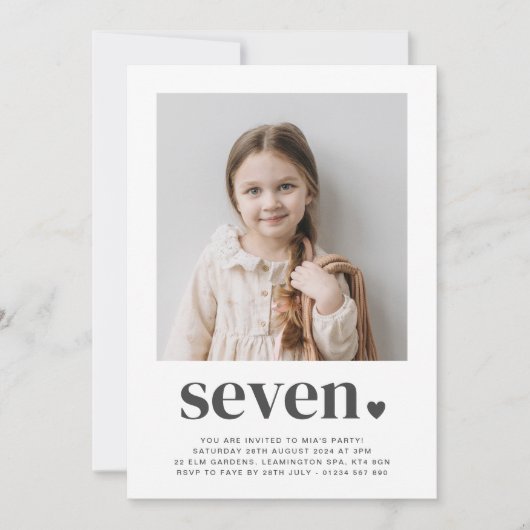 Zeven hart - vierkant foto - uitnodiging op zaterd (Voorkant)