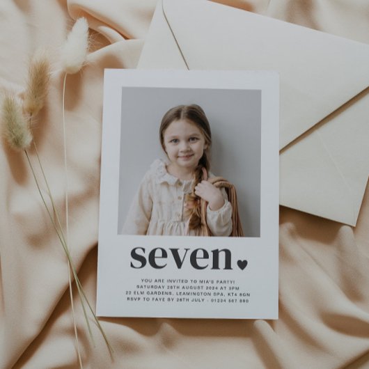 Zeven hart - vierkant foto - uitnodiging op zaterd