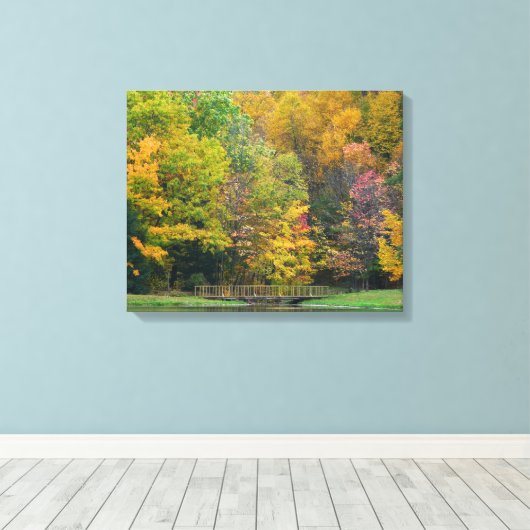 Zeven Herfst Bridge II Autumn Landschap Canvas Afdruk (Insitu (Houten vloer))