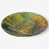 Zeven Herfst Bridge II Autumn Landschap Papieren Bordje (Gekanteld)