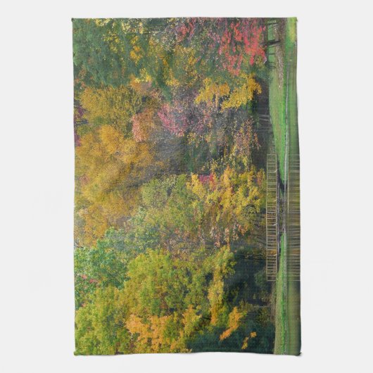 Zeven Herfst Bridge II Autumn Landschap Theedoek (Verticaal)