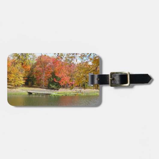 Zeven Herfst Bridge III Autumn Landschap Bagagelabel (Voorkant horizontaal)