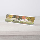 Zeven Herfst Bridge III Autumn Landschap Bureau Naambordje (Voorkant)