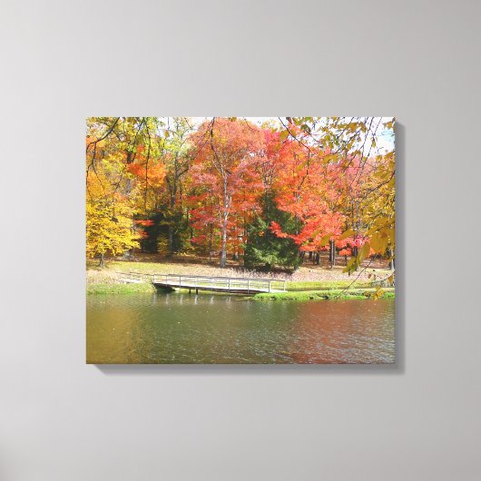 Zeven Herfst Bridge III Autumn Landschap Canvas Afdruk (Voorkant)