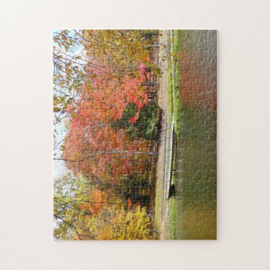 Zeven Herfst Bridge III Autumn Landschap Legpuzzel (Verticaal)