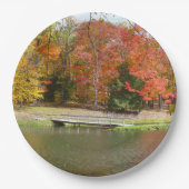 Zeven Herfst Bridge III Autumn Landschap Papieren Bordje (Voorkant)