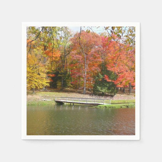 Zeven Herfst Bridge III Autumn Landschap Servetten (Voorkant)