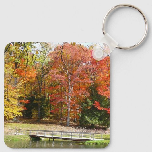 Zeven Herfst Bridge III Autumn Landschap Sleutelhanger (Achterkant)
