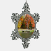 Zeven Herfst Bridge III Autumn Landschap Tin Sneeuwvlok Ornament (Links)