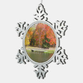 Zeven Herfst Bridge III Autumn Landschap Tin Sneeuwvlok Ornament (Rechts)