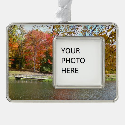 Zeven Herfst Bridge III Autumn Landschap Verzilverd Omlijst Ornament (Voorkant)