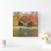 Zeven Herfst Bridge III Autumn Landschap Vierkante Klok (Huis)
