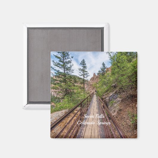 Zeven Herfsten Walkway Bridge Square Magnet (Voorkant / Achterkant)