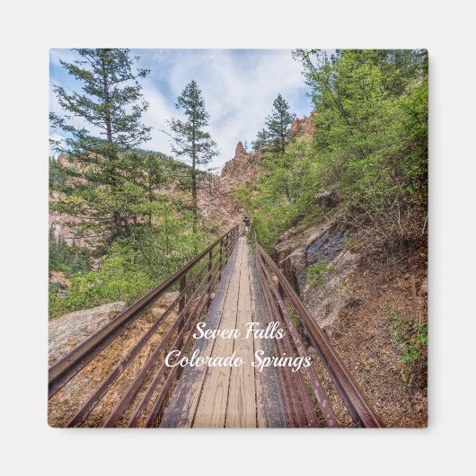 Zeven Herfsten Walkway Bridge Square Magnet (Voorkant)