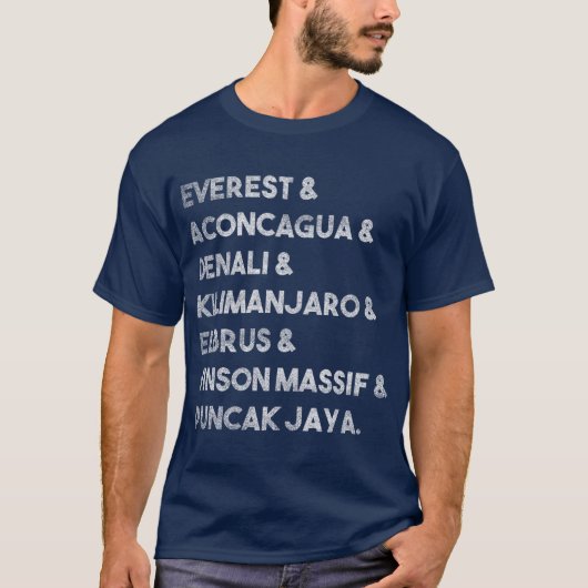 Zeven hoogste topontmoetingen met bergtoppen t-shirt (Voorkant)