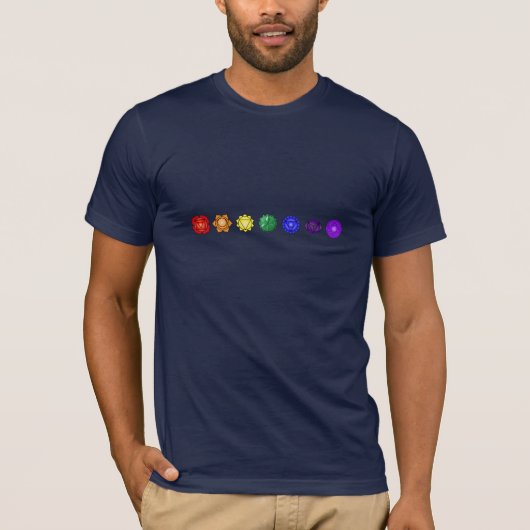 Zeven horizontale Chakras T-shirt (Voorkant)