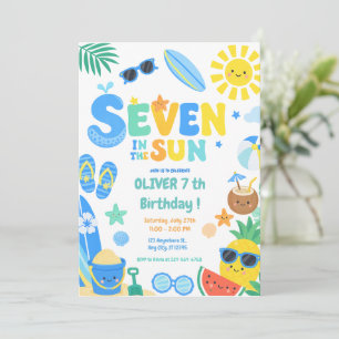 Zeven in de Zon Strand Verjaardagsfeestje Kaart