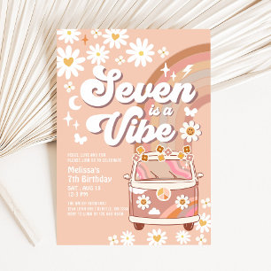 Zeven is een Vibe Daisy Beige Cream Rainbow Birthd Kaart