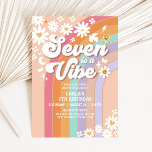 ZEVEN is een Vibe Daisy Regenboog Hippie 7e Verjaa Kaart