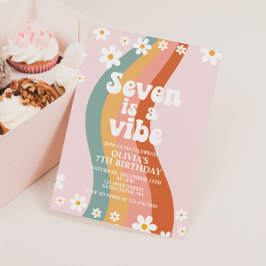 Zeven is een Vibe groovy madeliefje regenboog 7e v Kaart
