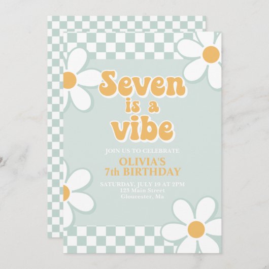 Zeven is een Vibe Retro Check Mint Kaart (Voorkant / Achterkant)