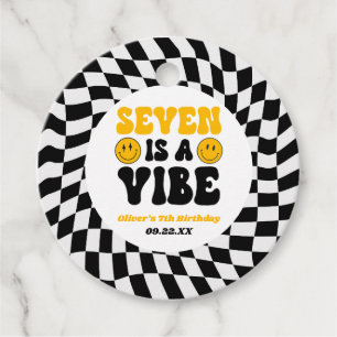 Zeven Is Een Vibe Retro Zevende 7e Verjaardagsfees Bedankjes Labels