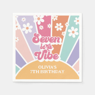 Zeven is een Vibe Retro Zonneschijn Regenboog Made Servet