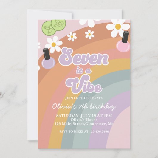 Zeven is een vibe Spa Rainbow 7e verjaardag Kaart (Voorkant)