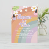 Zeven is een vibe Spa Rainbow 7e verjaardag Kaart (Staand voorkant)