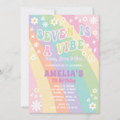 Zeven is een vibe verjaardagsuitnodiging kaart (Voorkant)