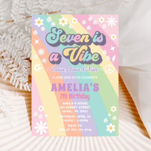 Zeven is een vibe verjaardagsuitnodiging kaart