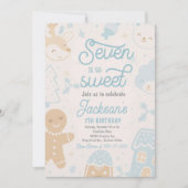 Zeven is zo lief kerstkoekje verjaardagsfeestje kaart (Voorkant)