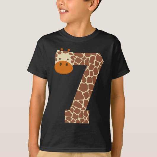 Zeven jaar oud Giraffe kostuum 7e verjaardag cadea T-shirt (Voorkant)